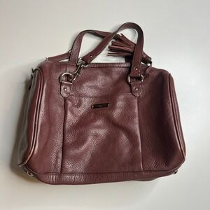 Coach‎ Madeline Satchel F25124 Wine Plum Pebbled Leather Shoulder Tote Handbag